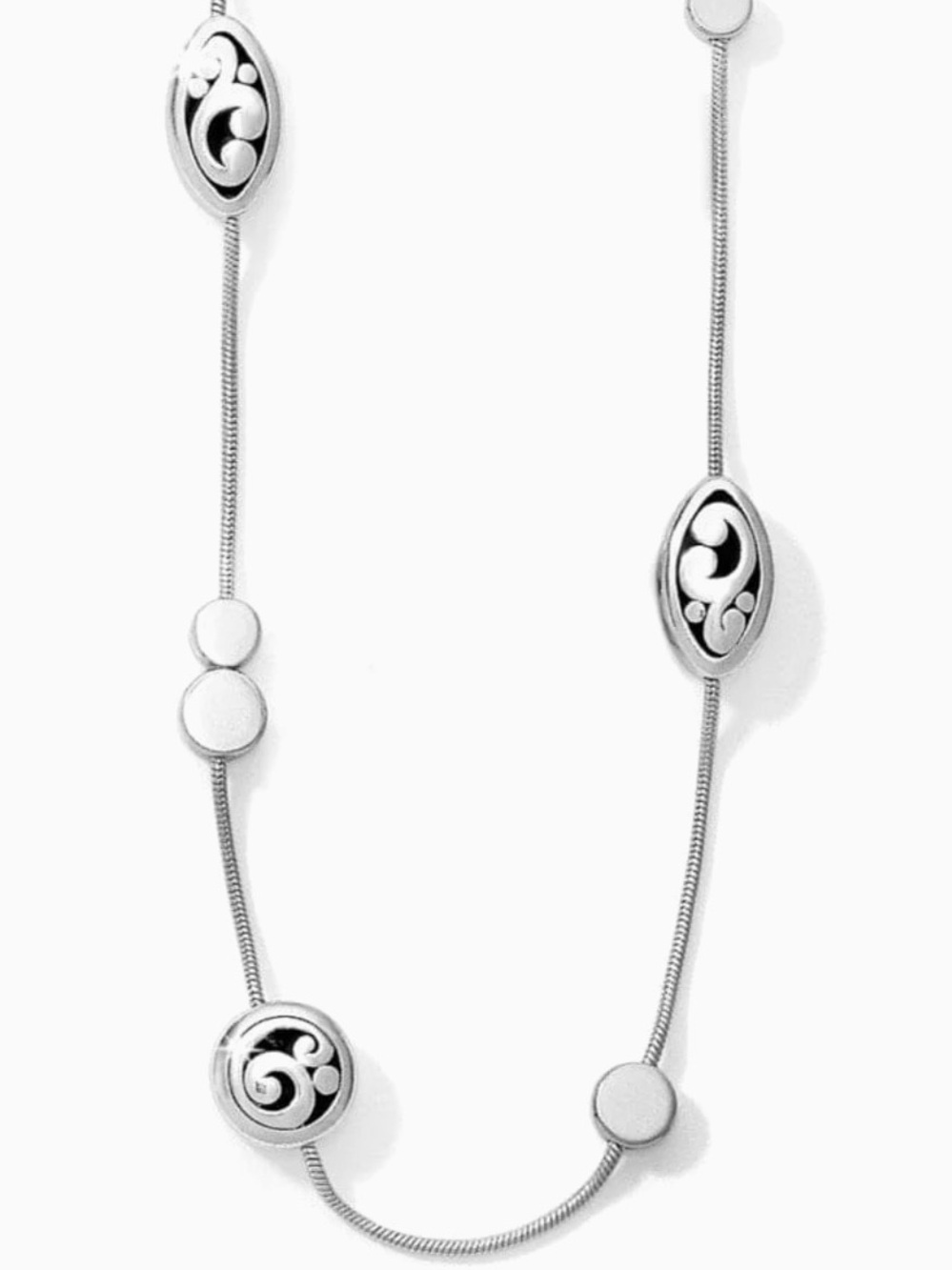 Brighton Silver Contempo Long Necklace; EUC
